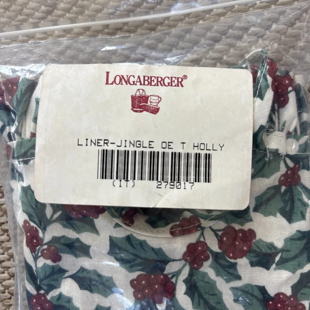 LONGABERGER  1994 Edition Jingle Bell Basket Holly Liner #279017